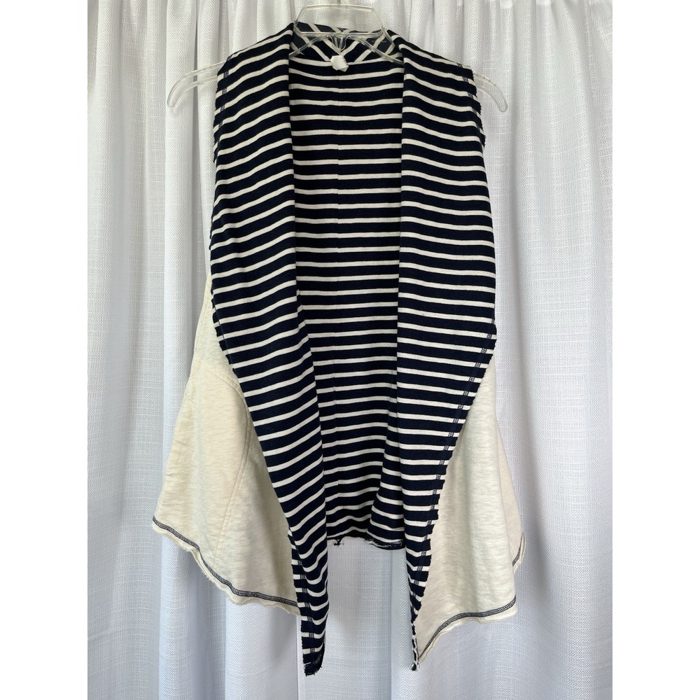 NWT Matilda Jane Vest Womens Small Full Moon Reversible Cream Blue Striped